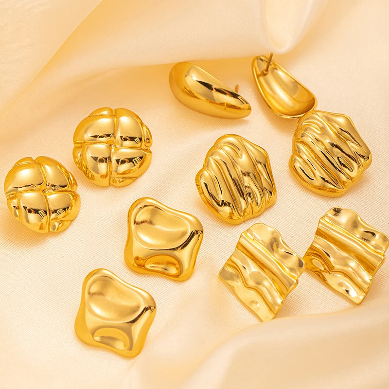 Geometric Pleated Stud Earring Set