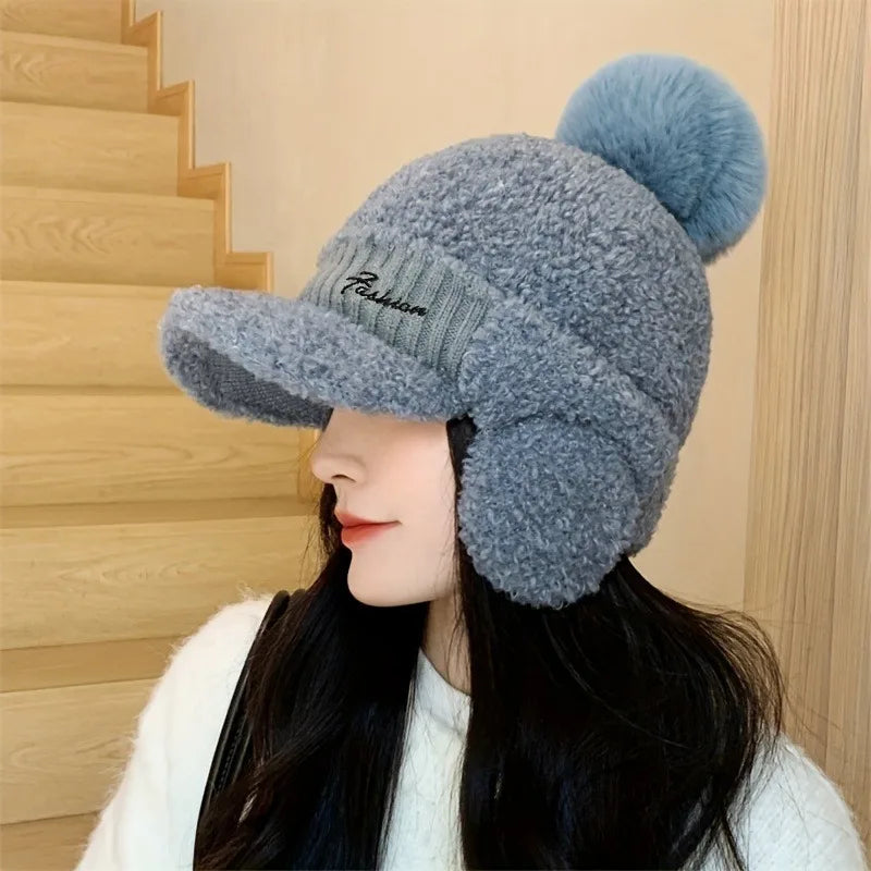 Stylish Windproof Winter Fur Hat with Ear Flaps