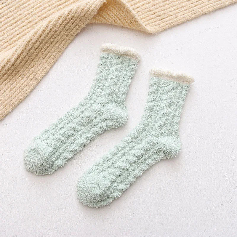 Cozy Cat Claw Coral Velvet Socks for Autumn & Winter