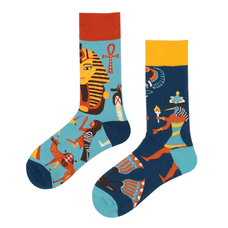 New Fashion Socks AB Asymmetric Mandarin Duck Socks for Men and Women Medium High Tube Cotton Socks