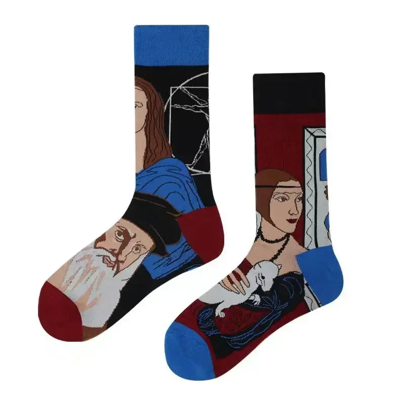 New Fashion Socks AB Asymmetric Mandarin Duck Socks for Men and Women Medium High Tube Cotton Socks