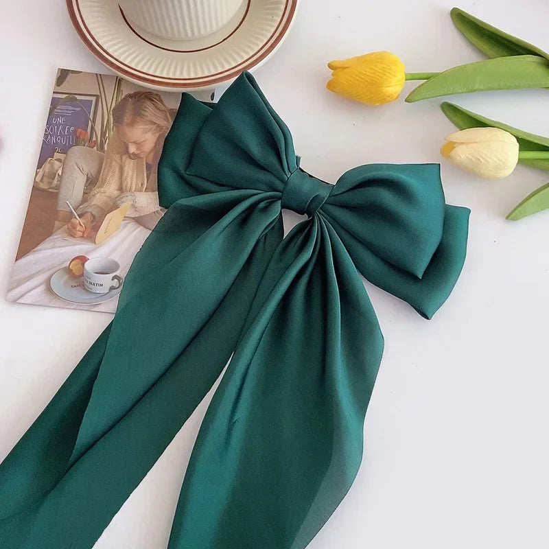 Elegant Satin Large Bow Hair Clip