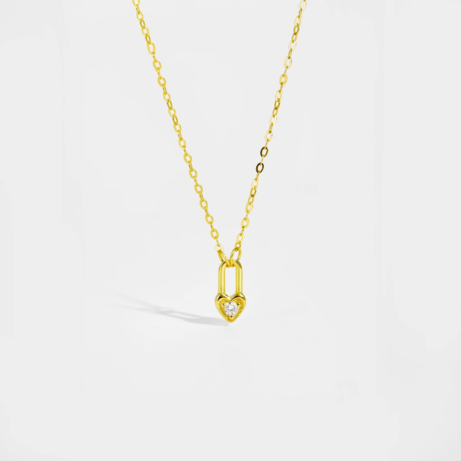 Chic Heart Padlock Necklace with Key