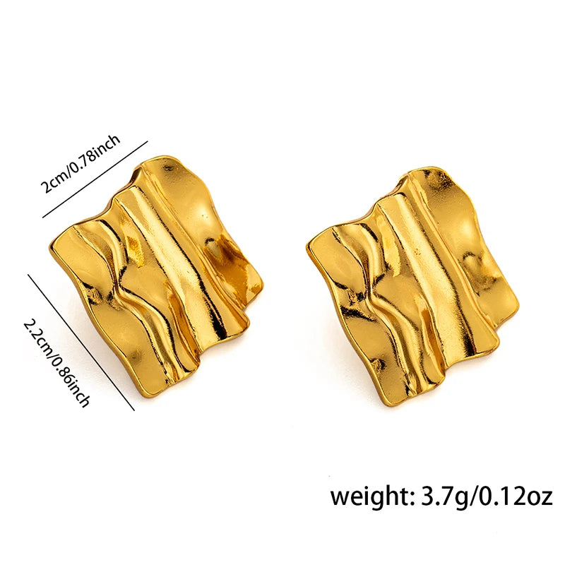 Geometric Pleated Stud Earring Set