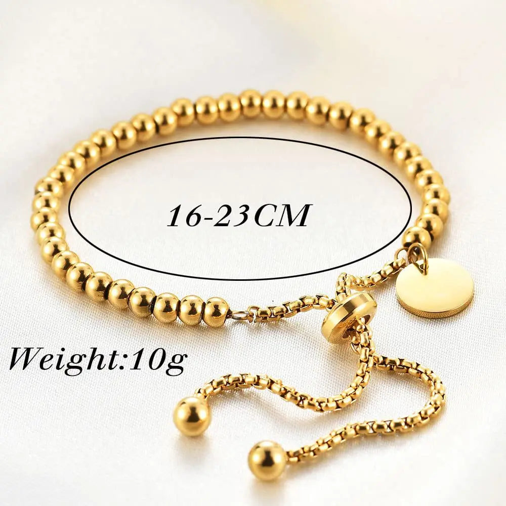 Adjustable Small Ball Beaded Bracelet with elegant Tag