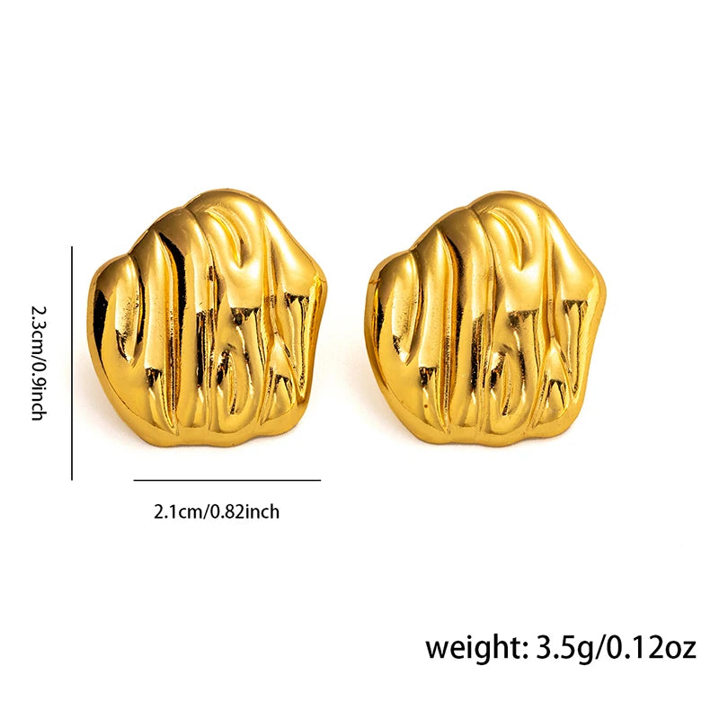 Geometric Pleated Stud Earring Set