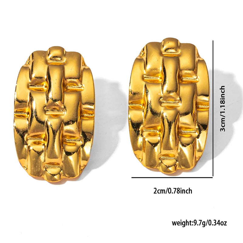 Geometric Pleated Stud Earring Set