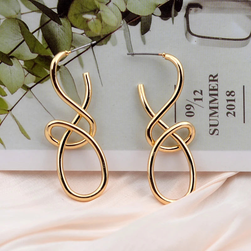 Vintage Knitted Irregular Geometry Dangle Earrings