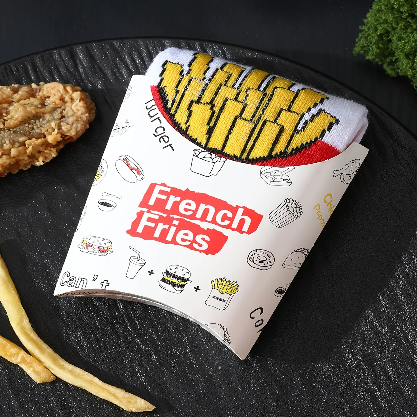 Fun French Fries Pattern Crew Socks – Perfect Gift for Any Occasion