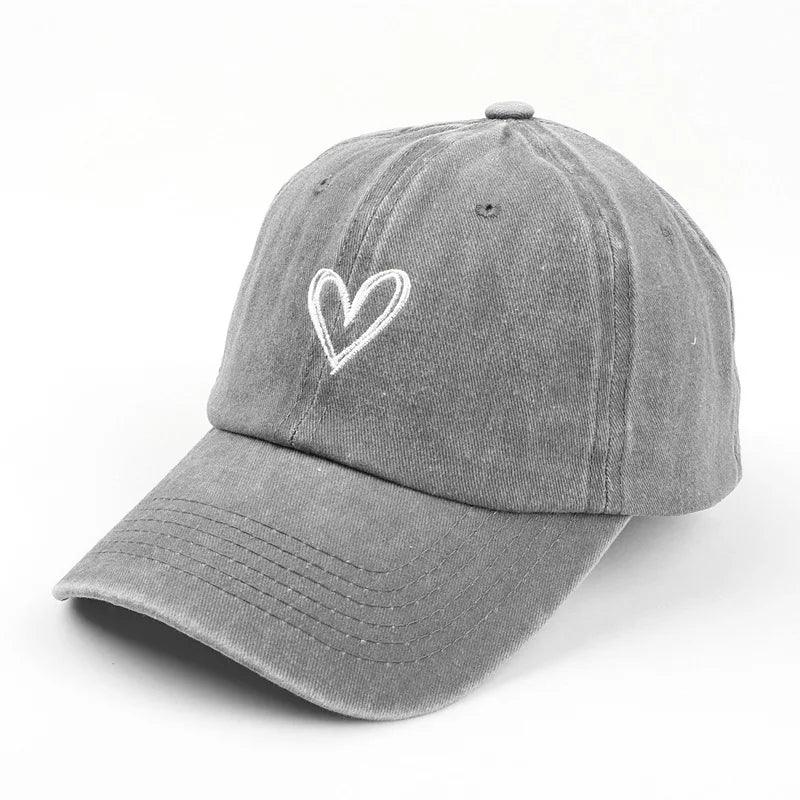 Adjustable Retro Washed Distressed Love Embroidered Basketball Cap