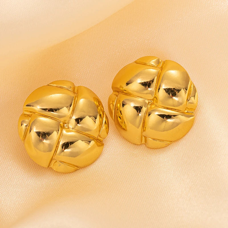 Geometric Pleated Stud Earring Set