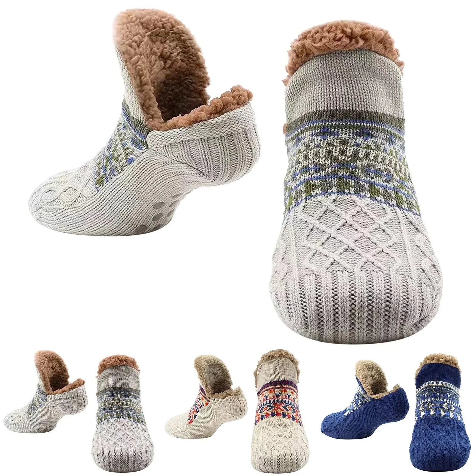 Cozy Fluffy Thermal Floor Socks – Non-Slip Soles Soft Slippers for Home