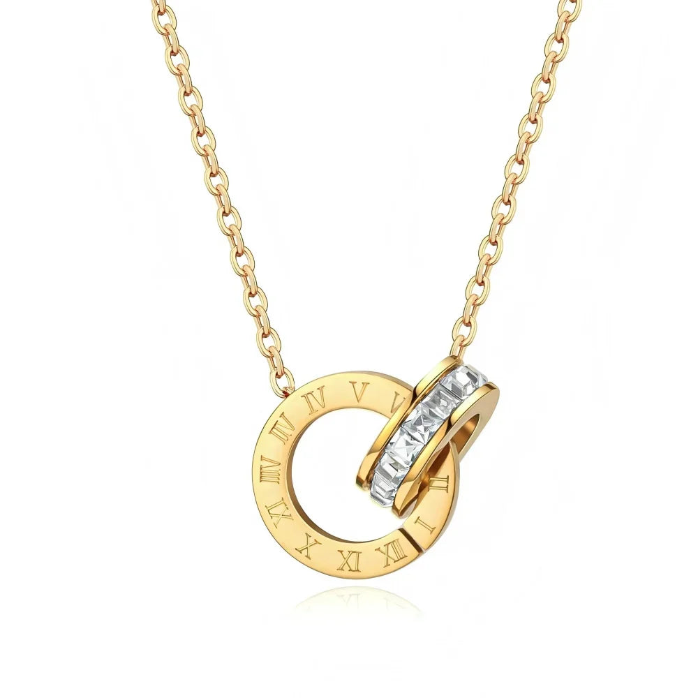 Elysian Harmony Double Circle Pendant Necklace