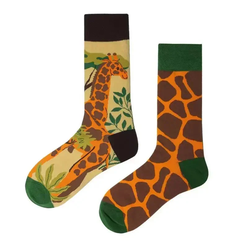 New Fashion Socks AB Asymmetric Mandarin Duck Socks for Men and Women Medium High Tube Cotton Socks