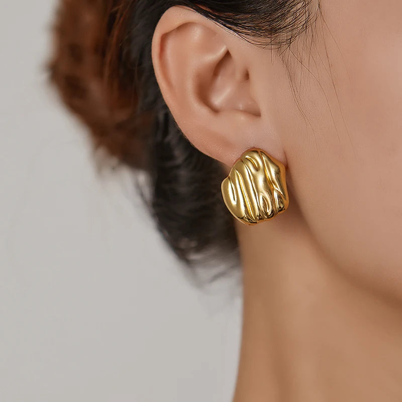 Geometric Pleated Stud Earring Set