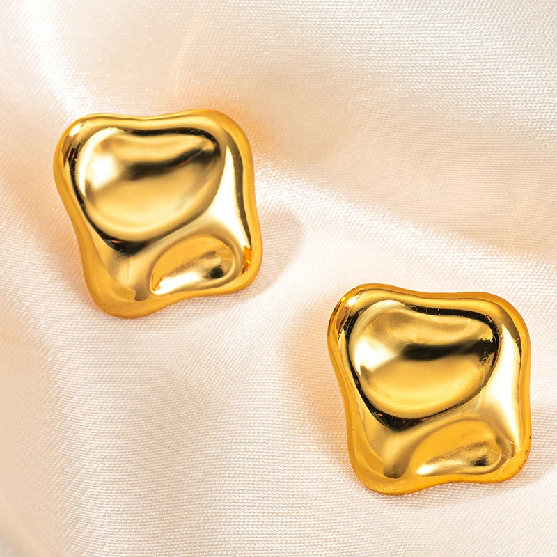 Geometric Pleated Stud Earring Set