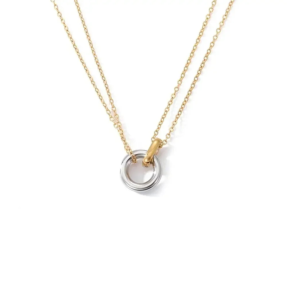 Elysian Harmony Double Circle Pendant Necklace