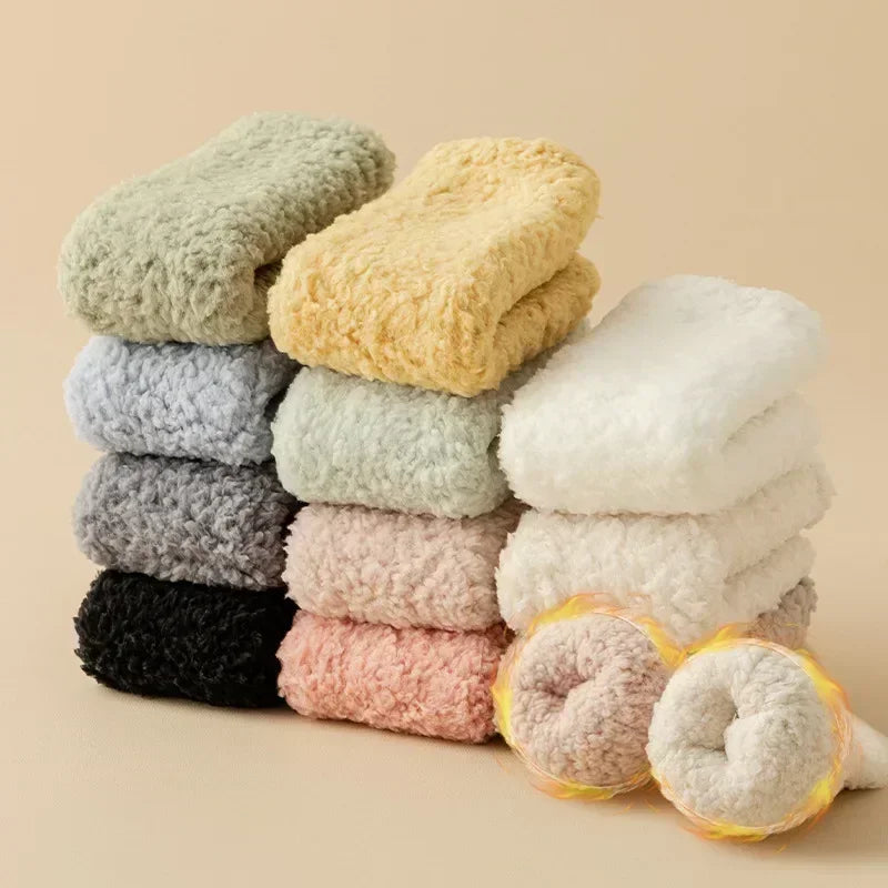 Coral Plush Mid-Tube Slipper Socks for Women