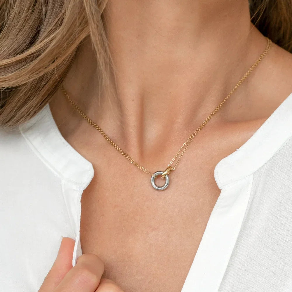 Elysian Harmony Double Circle Pendant Necklace
