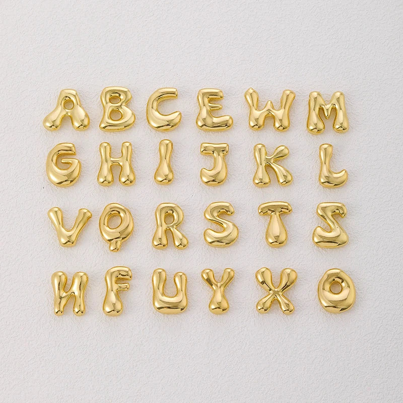 Chunky Golden Initial Letter Bubble Pendant Necklace