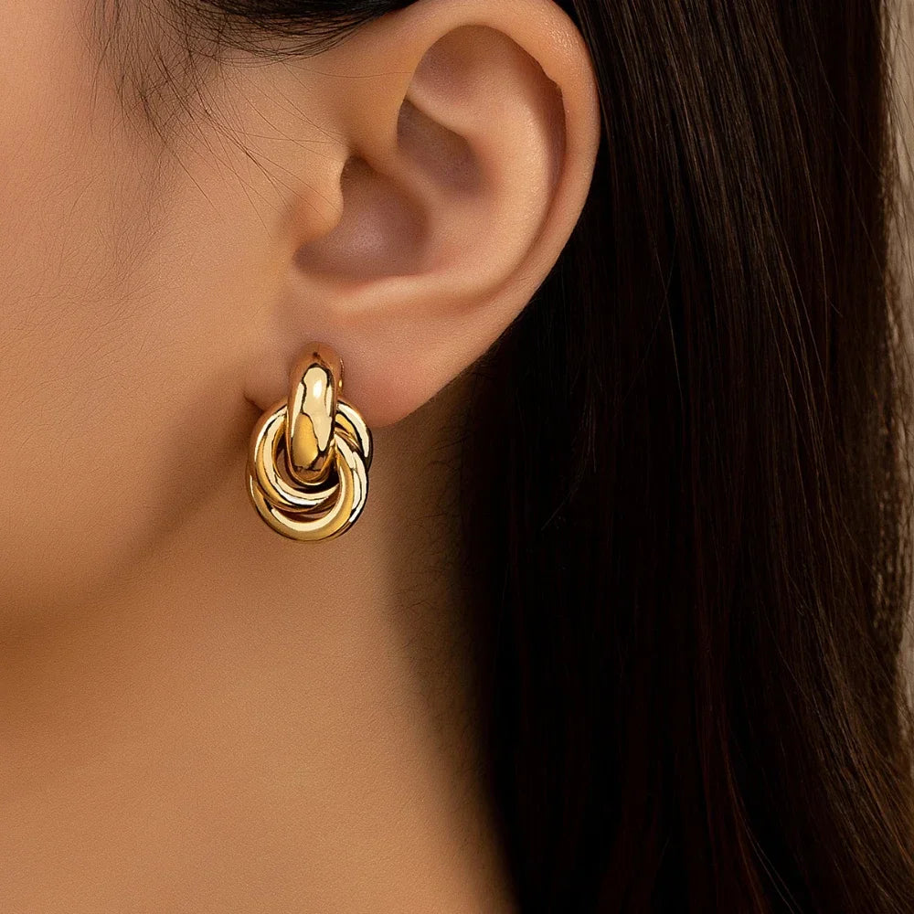 Classic Knot Stud Earrings in Gold and Sleek Silver