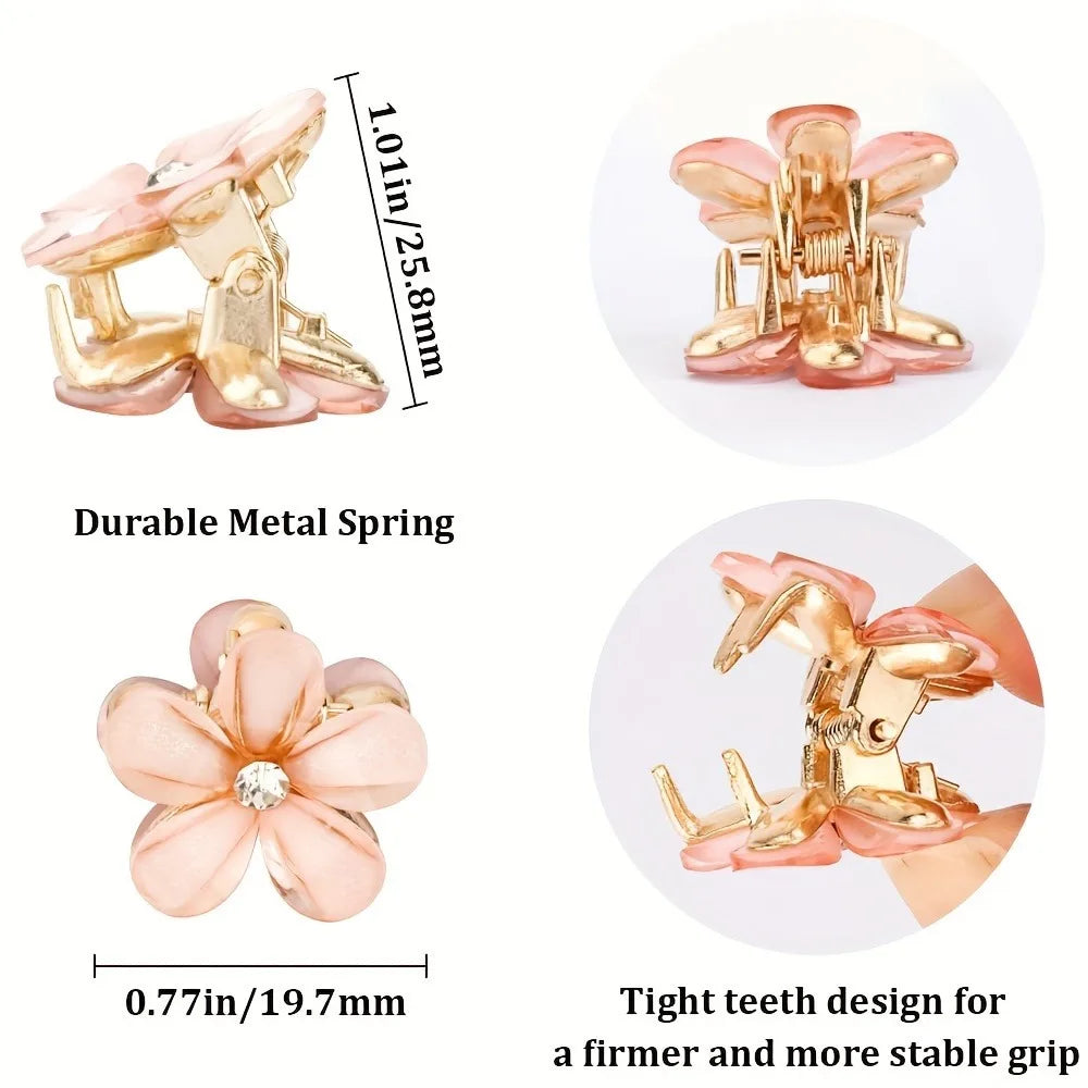 Flower-Shaped Hair Clips with Faux Pearl Accents