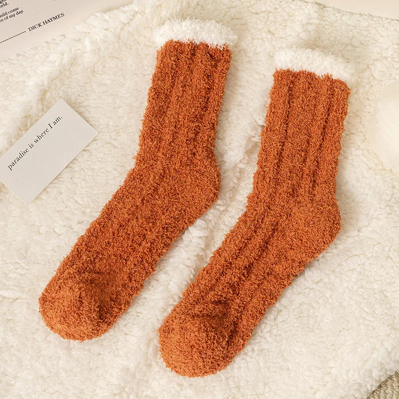 Cozy Cat Claw Coral Velvet Socks for Autumn & Winter