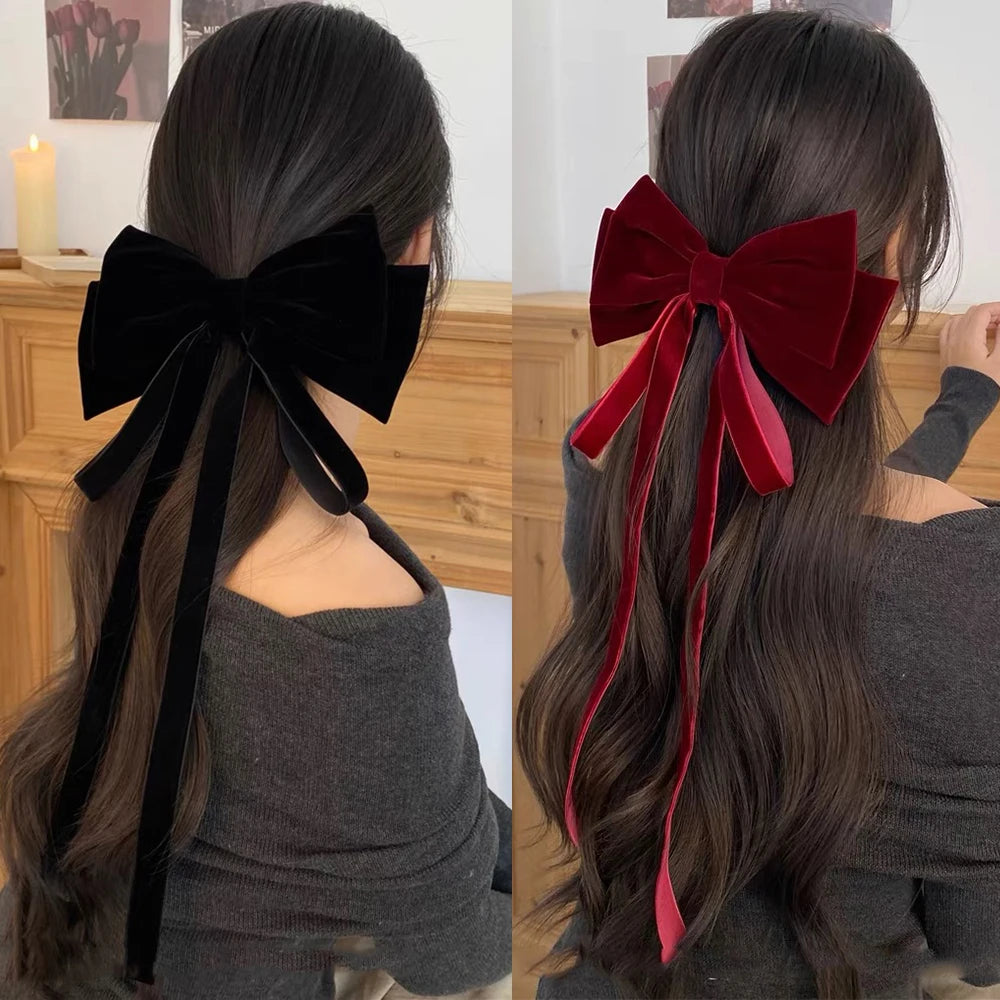 Elegant Velvet Ribbon Bow Hair Clip