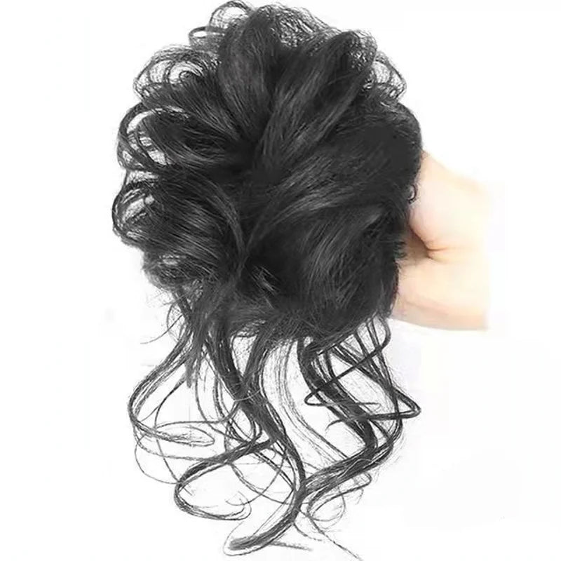 Wavy Messy Updo Scrunchy Effortless Synthetic Hair Bun Accessory