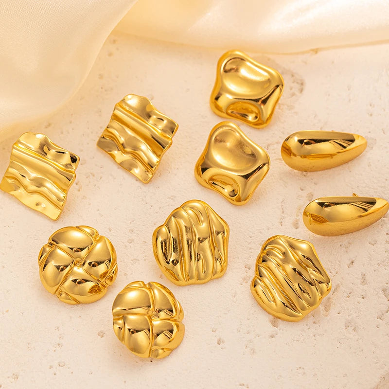 Geometric Pleated Stud Earring Set