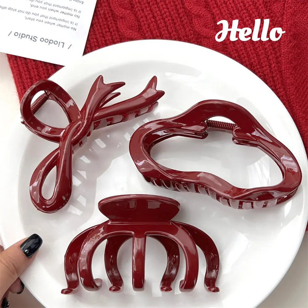 Beautiful Burgundy Wine Red Claw Hair Clip