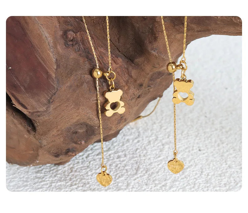 Cuddle Bear Heart Pendant Necklace