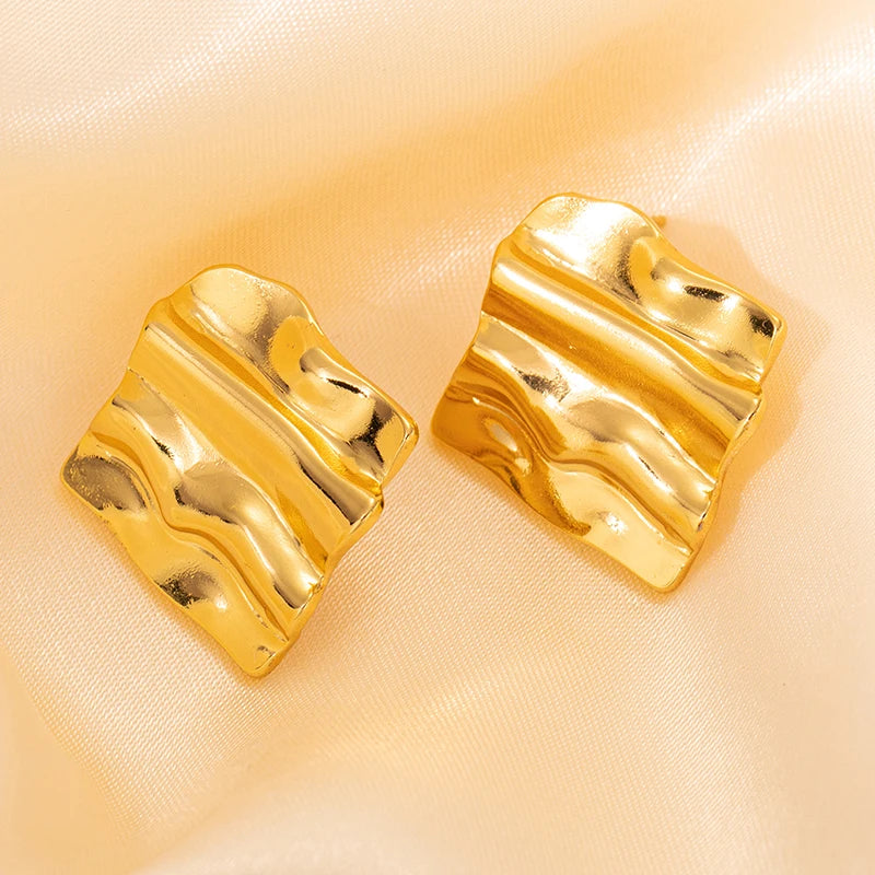 Geometric Pleated Stud Earring Set