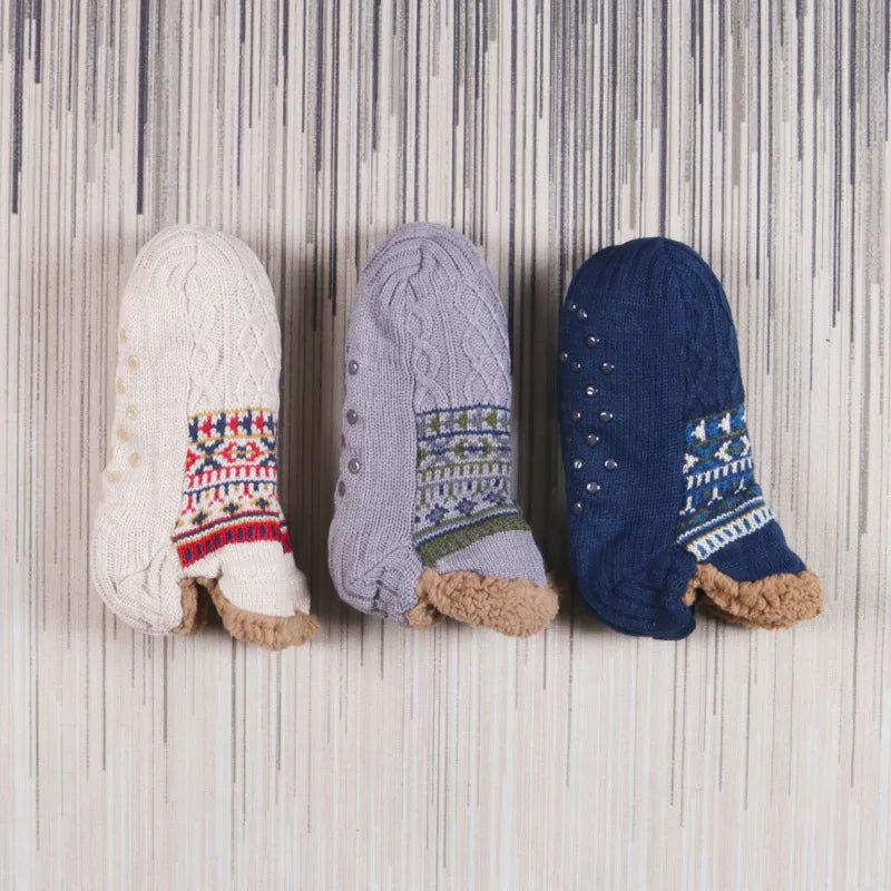 Cozy Fluffy Thermal Floor Socks – Non-Slip Soles Soft Slippers for Home