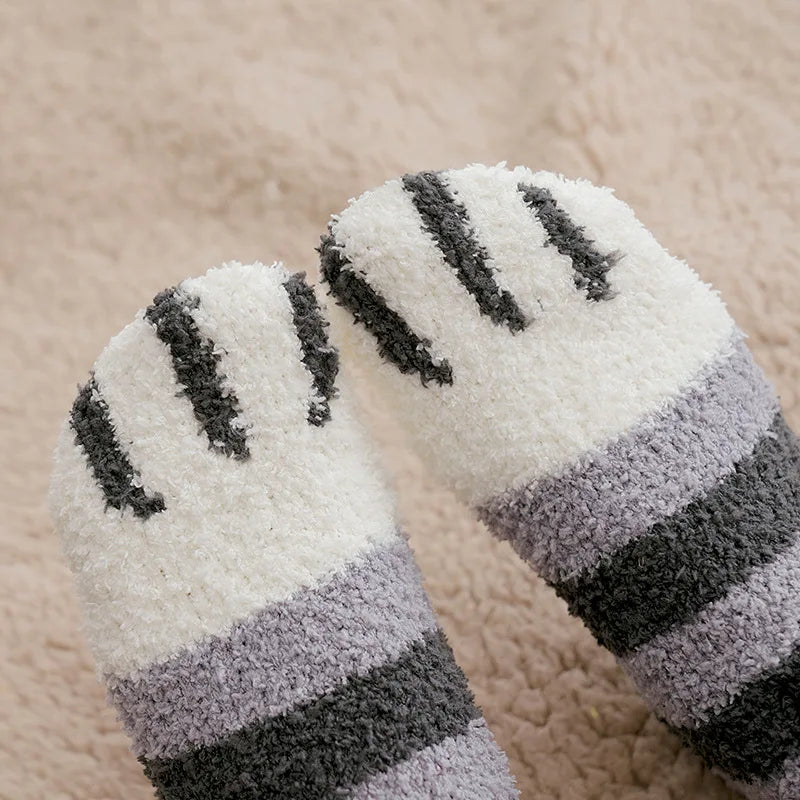 Cozy Cat Claw Coral Velvet Socks for Autumn & Winter