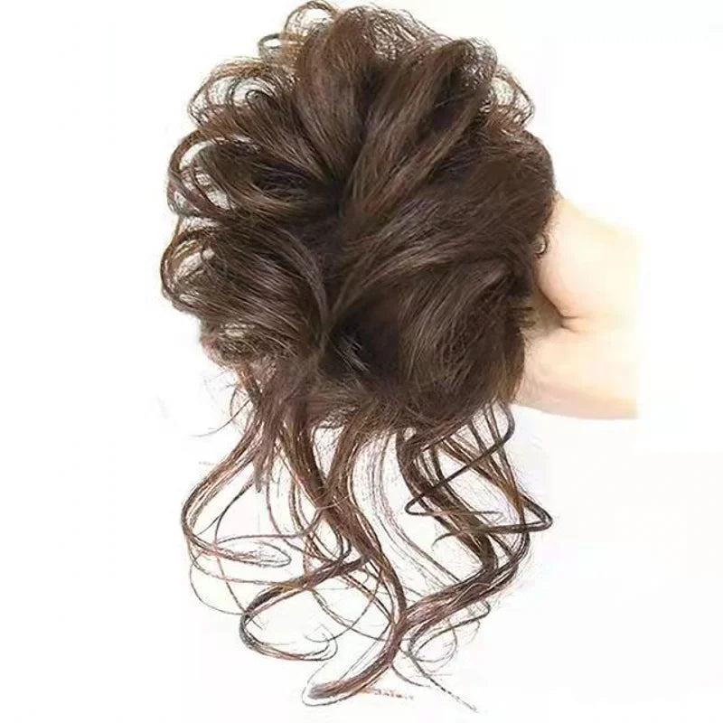 Wavy Messy Updo Scrunchy Effortless Synthetic Hair Bun Accessory