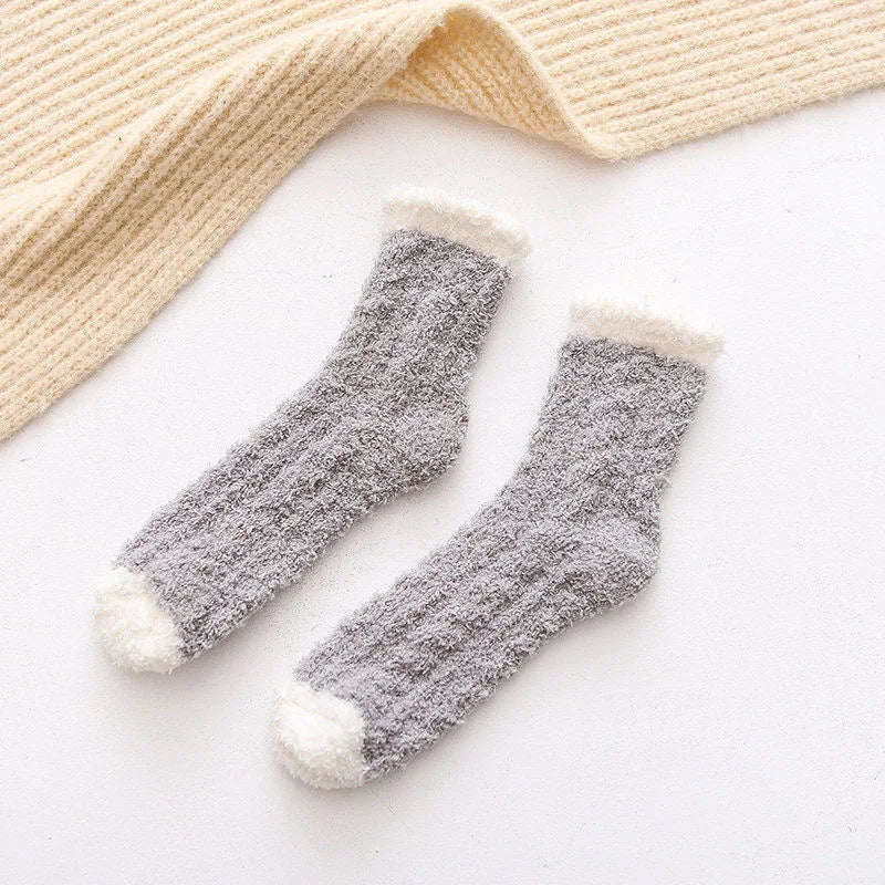 Cozy Cat Claw Coral Velvet Socks for Autumn & Winter