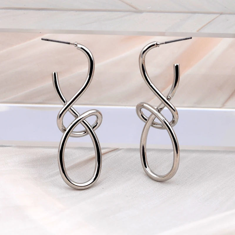 Vintage Knitted Irregular Geometry Dangle Earrings