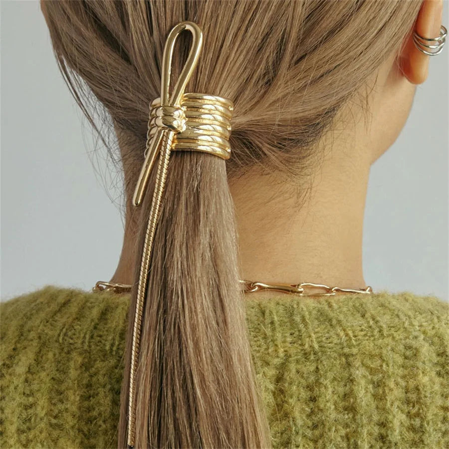 Chic Retro Metal Knot Low Ponytail Holder