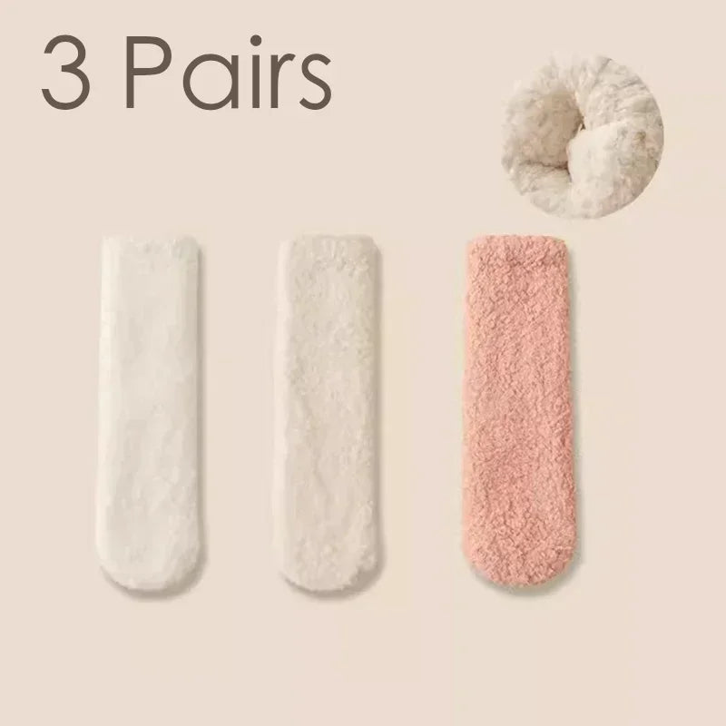 Coral Plush Mid-Tube Slipper Socks for Women
