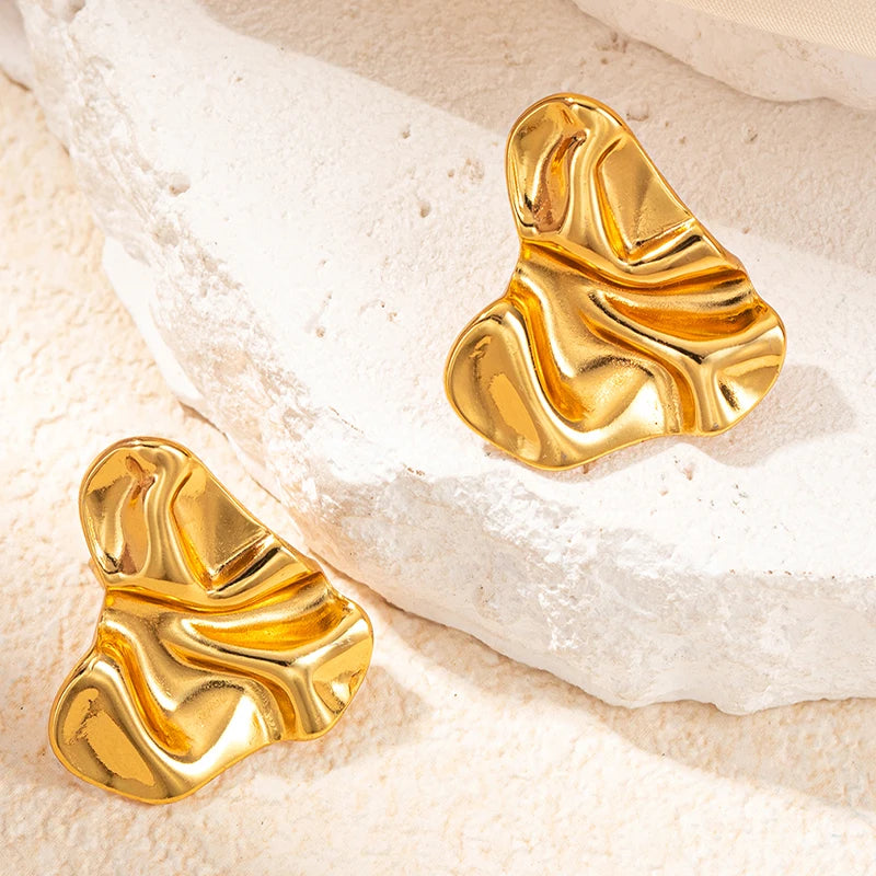 Geometric Pleated Stud Earring Set
