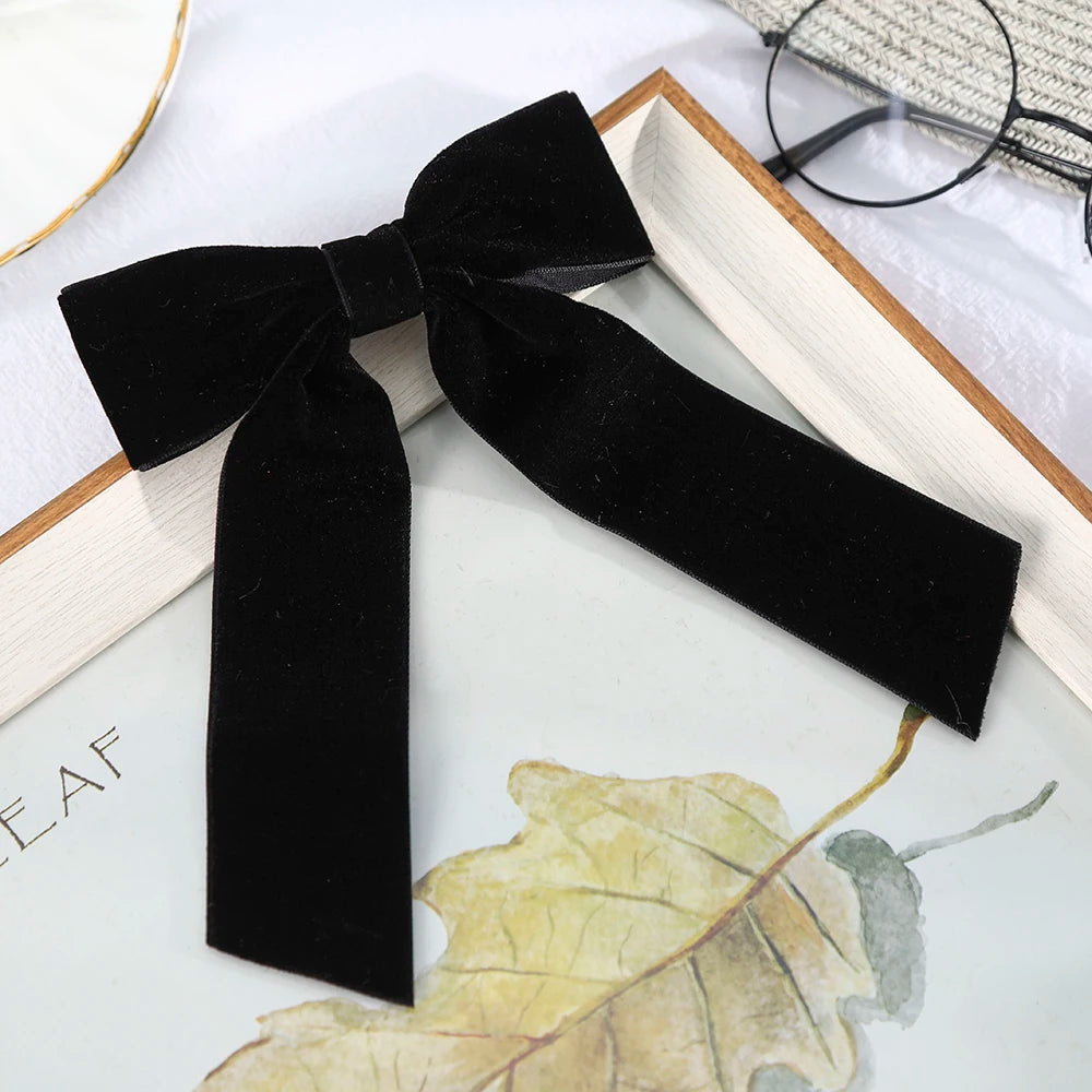 Elegant Velvet Ribbon Bow Hair Clip