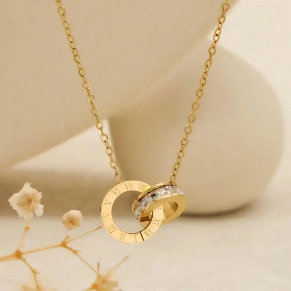 Elysian Harmony Double Circle Pendant Necklace