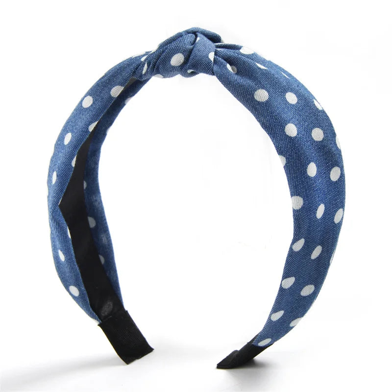 Knotted Denim Print Headband for Women and Girls