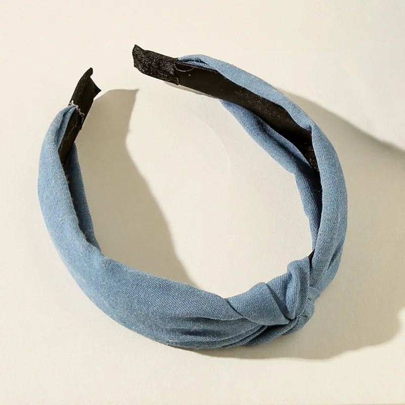 Knotted Denim Print Headband for Women and Girls