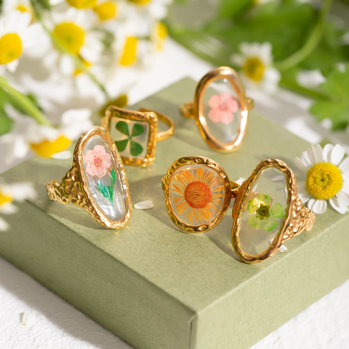Adjustable Vintage Nature Floral Ring
