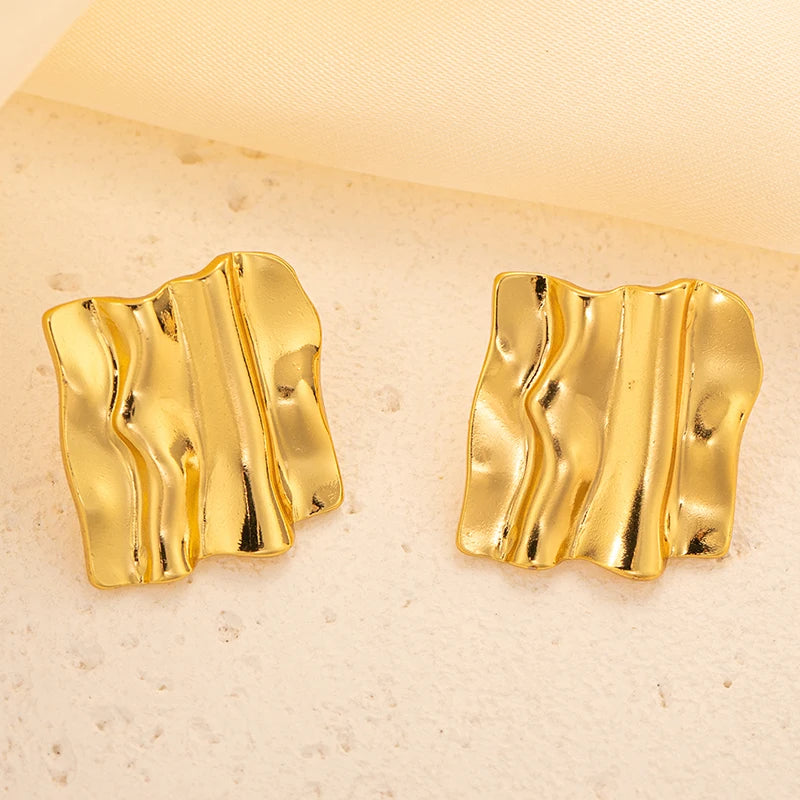 Geometric Pleated Stud Earring Set