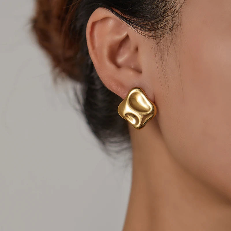 Geometric Pleated Stud Earring Set