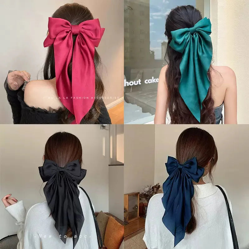Elegant Satin Large Bow Hair Clip