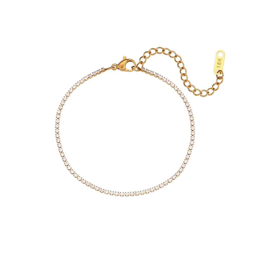 Minimalist Zircon Chain Necklace and Bracelet Set